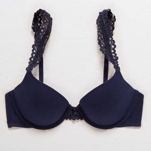 Aerie Bridget Demi Coverage Navy Blue Push Up Bra